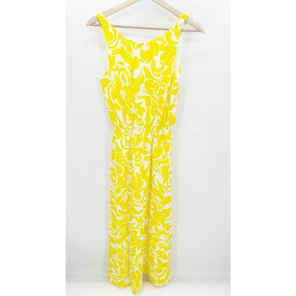 Ann Taylor Summer Scroll Print Yellow Sleeveless Maxi Dress Women's Size 2 - Picture 11 of 11